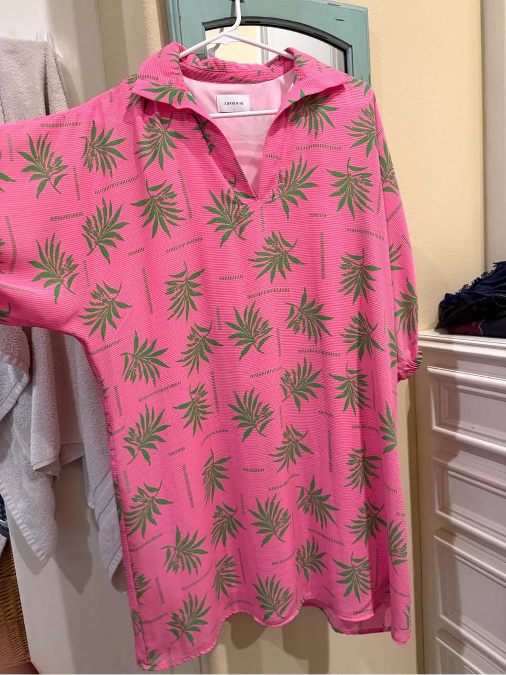Pink Tropical Print Polo Dress
